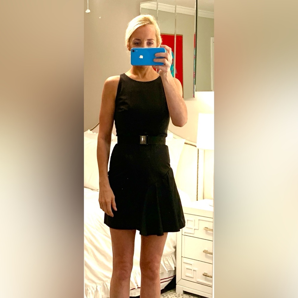 Milly, Black Belted Midi Dress